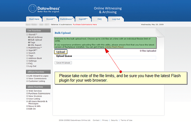 Confirm requirements - Archive files online